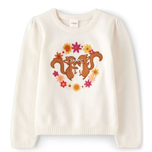Girls Gymboree Happy Harvest Fall Embroidered Squirrel Sweater Size 12 NEW - Picture 1 of 3